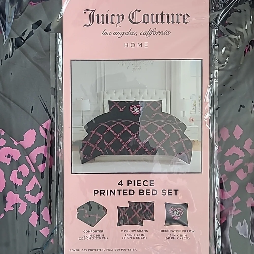 Juicy Couture Pink and Black Accent Pillow Set - Queen